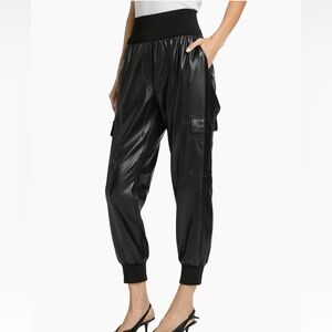 Cinq à Sept Black Faux Leather Jogger Pants